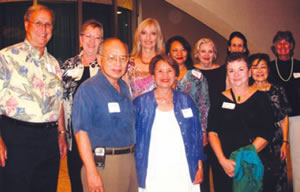 ohg0131_2 Realtors For Opera Group At Blaisdell Center Concert Hall. From left (front row), Wendell M. K.Wong, Aloha Pacific Properties; Anne Keamo, Properties Unlimited; Elarka Yuen, Gentry Homes; (back row) Robert Vieira, Prudential Locations; Judy Kalbrener, Altera Real Estate; Margo Brower, Captain Cook & Associates; Cyndie Smith, Gentry Homes; Christine O'Brien, Coldwell Banker Pacific Properties; Frankie Anderson, Coldwell Banker Pacific Properties; Judy Sykes, Sykes & Sykes Properties; Maggie Walker, Coldwell Banker Pacific Properties.