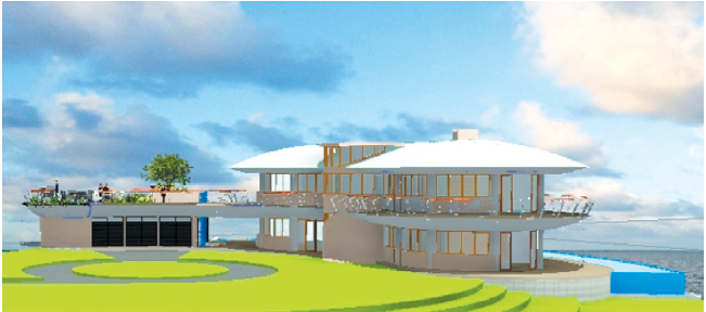 Architect's rendering of model home overlooking ocean